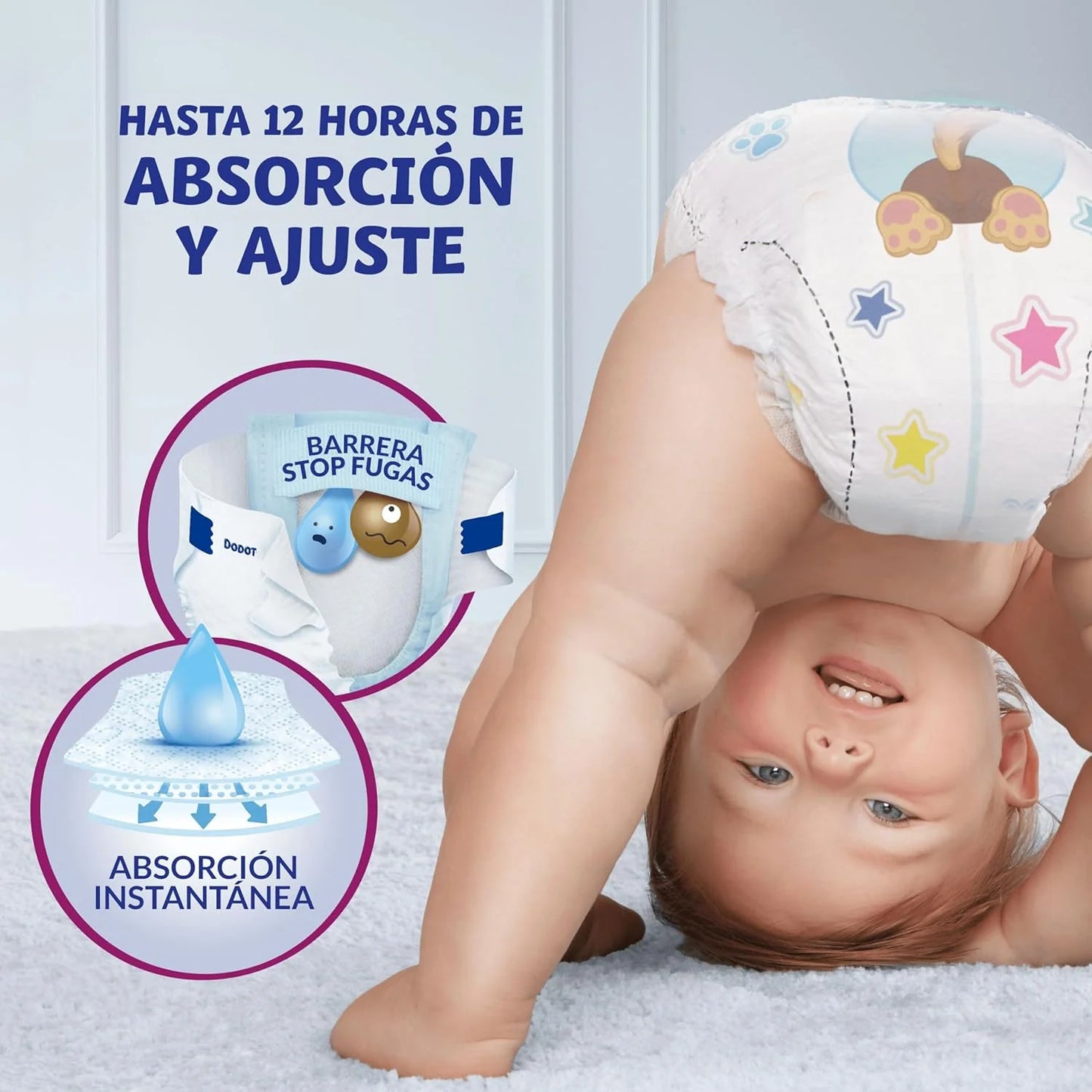 Dodot Pañales Bebé Activity, Talla 4 (9-14 kg),174 Pañales, Hasta 12h de Protección Antifugas y Ajuste, Pack Mensual