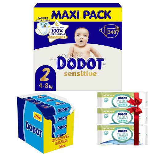 Dodot Sensitive Talla 2 Maxi Pack 348 Pañales + Toallitas Dodot
